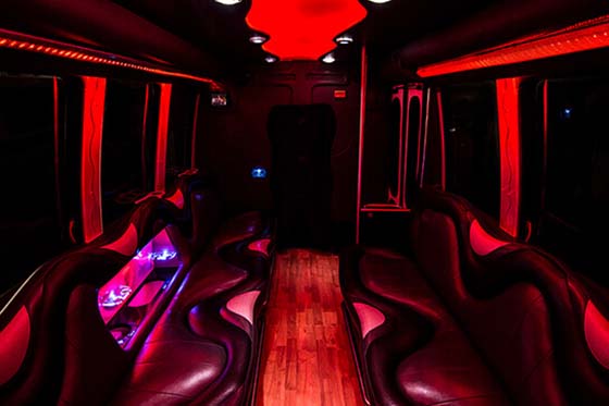 colorful lights on party bus