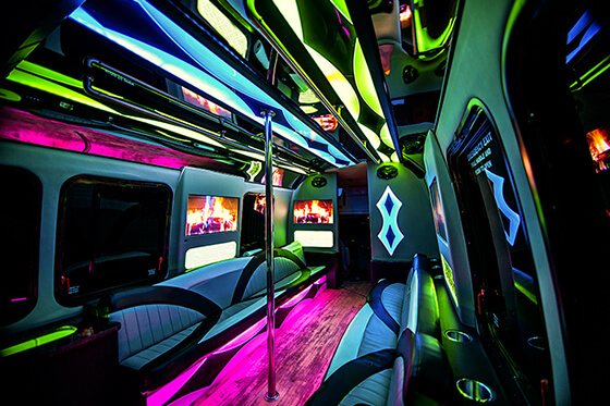 led lights on party bus