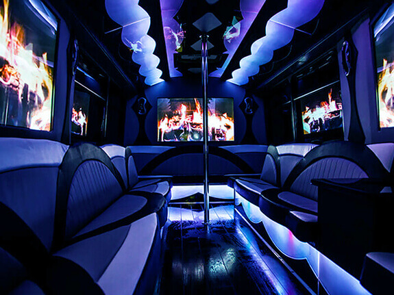 party bus with tvs